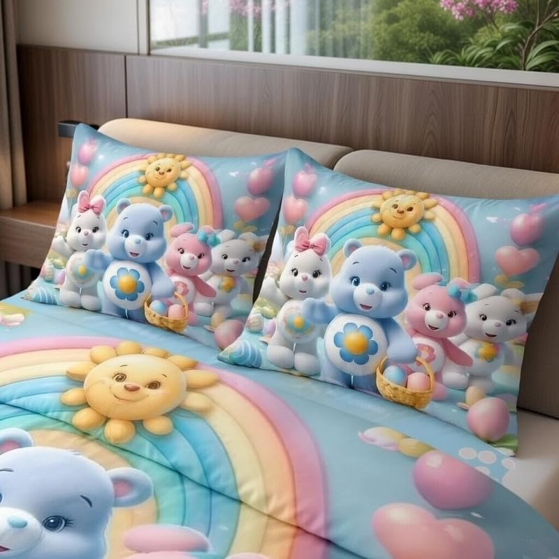 Image of DECOR WELL 7d Bedsheet for Double Bed King Size with 2 Pillow Covers, Polycotton 220 TC Super Soft & Breathable, Wrinkle Free Multi Teddy Printed Double Bed Bedsheet Set (90x100 Inch)