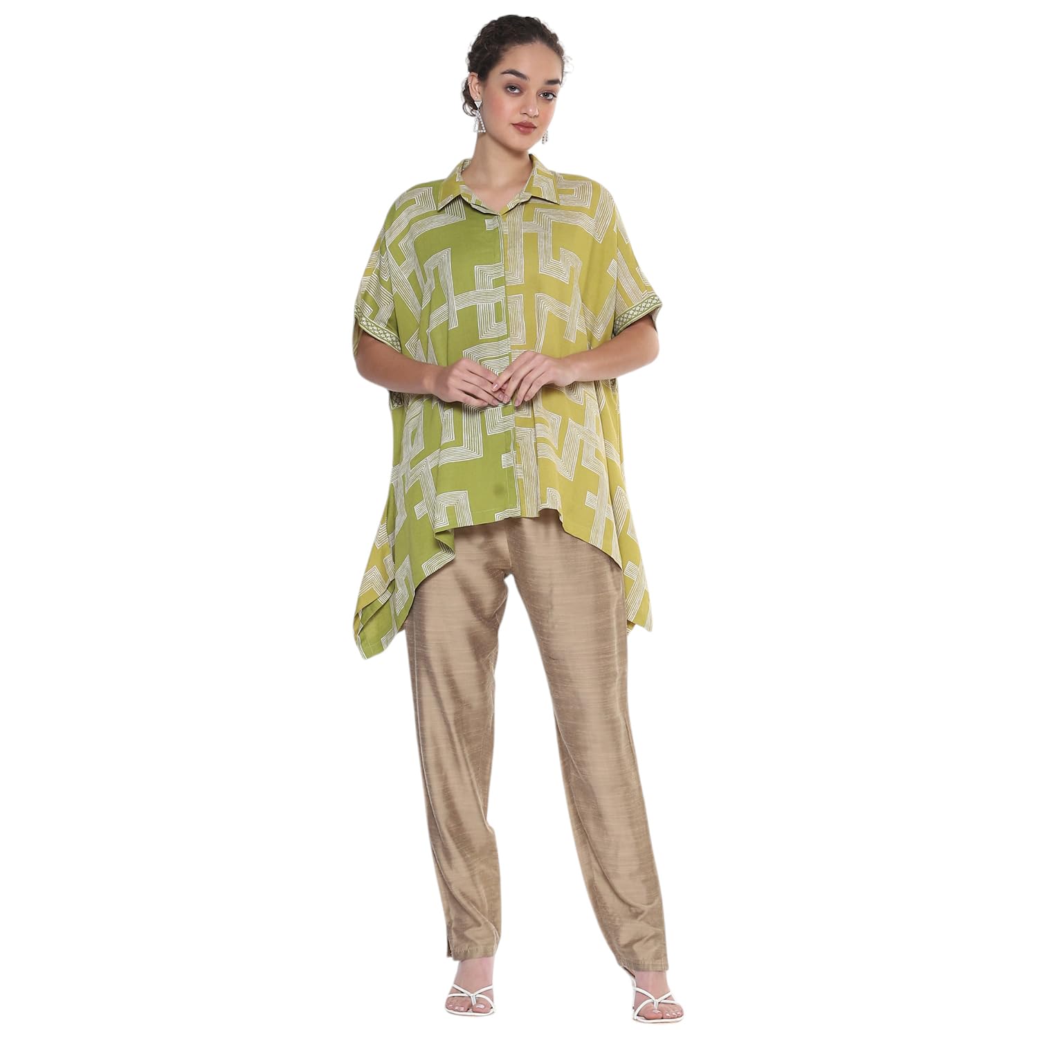 Chemise droite BIBA en viscose mélangée au tomber fluide unique - 7