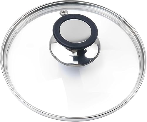 Miniatura 1 de Tapa redonda universal para sartenes, tapa de vidrio templado de 6.5 pulgadas, con orificio de ventilación de vapor y mango resistente al calor,