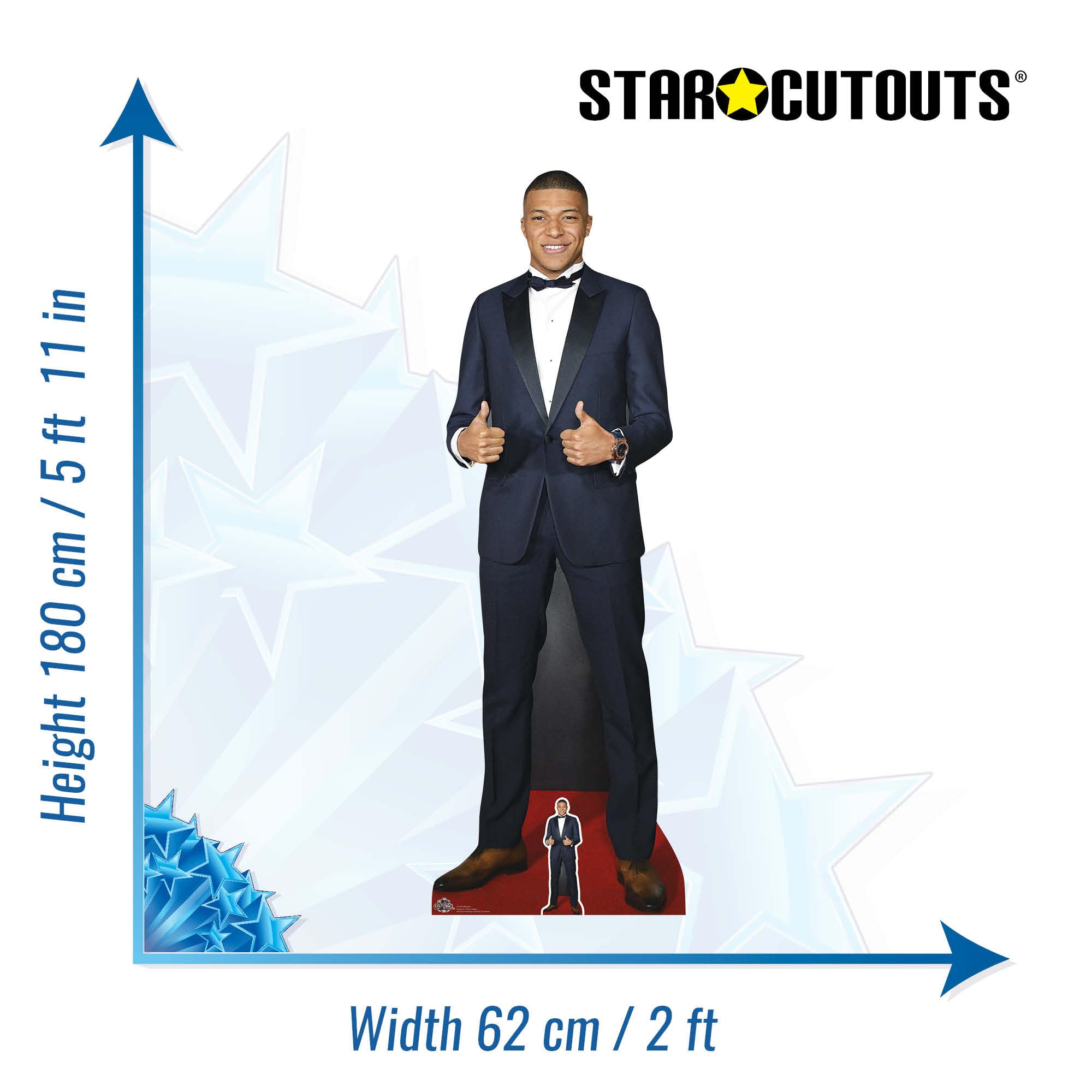 CS788 Kylian Mbappé Thumbs Up Lifesize kartonowa wycinana figurka z bezpłatnym kartonem na biurko Standee Standup 180 cm wysokości