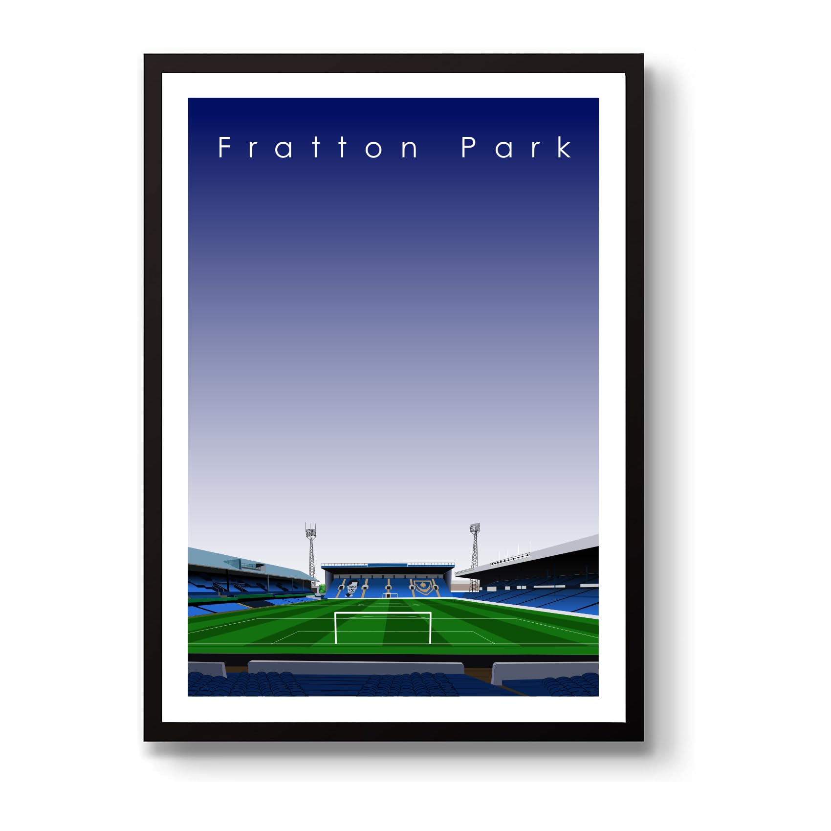 GroundDesigns PORTSMOUTH FC Football Gift FRATTON PARK Stadium Art Unframed A3 Print POMPEY
