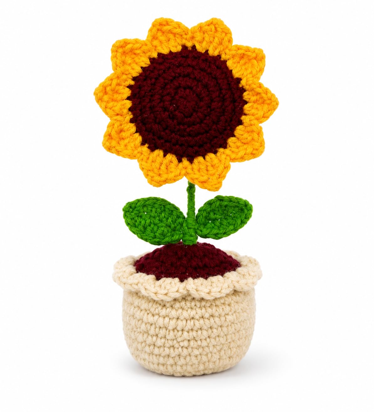 Velvira Handmade Crochet Sunflower Pot for Home Decor | Soft Premium Yarn, Maintenance-Free, Desk & Shelf Decor, Durable & Long Lasting, Lightweight-image-27