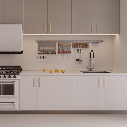 Miniatura 5 de ROMATEE Paquete de 2 tiradores de gabinete de cocina de 5 pulgadas (5.039 in), manijas moleteadas plateadas y oro arena para gabinetes de cocina,