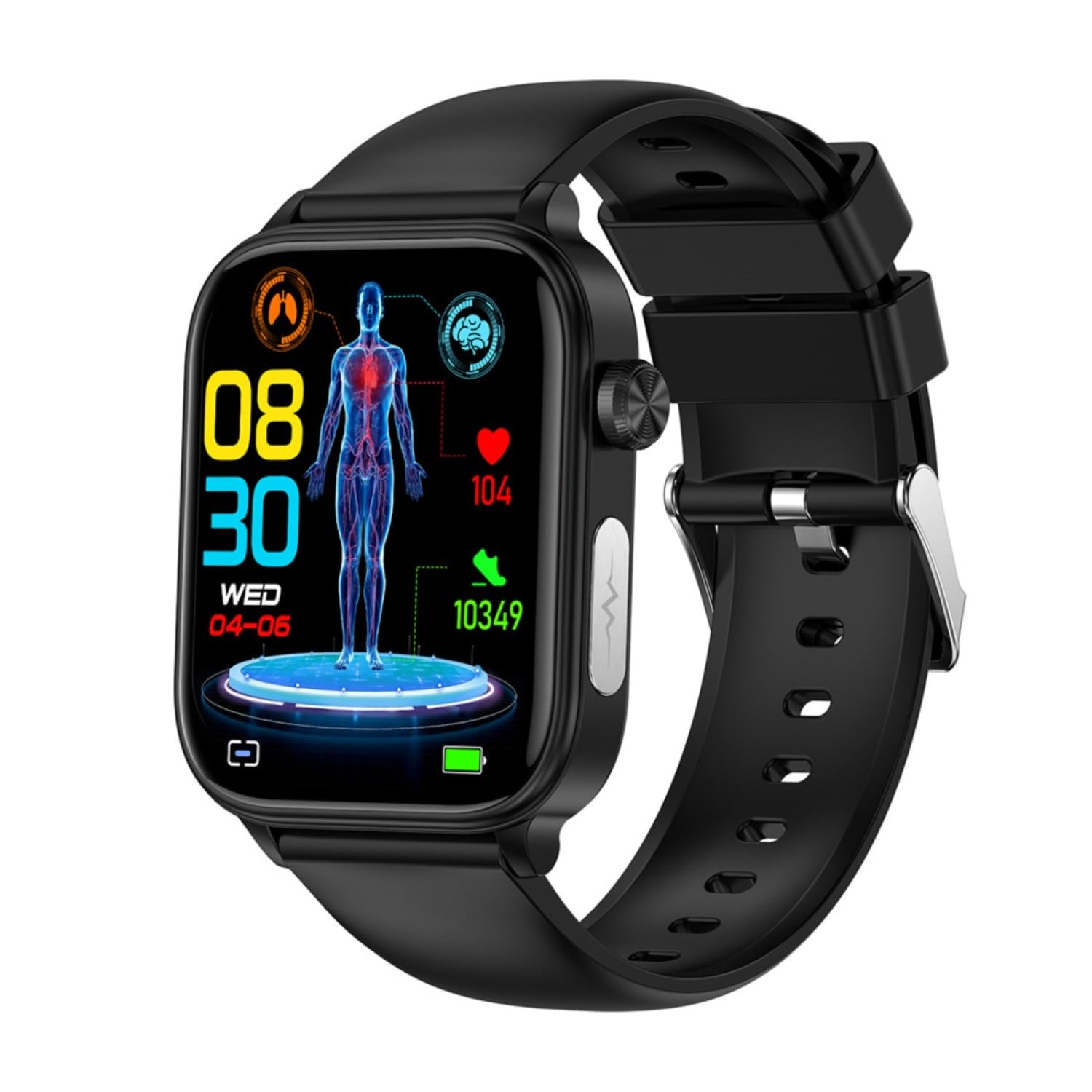 GlucoCare SOS Smartwatch für Männer & Frauen (Schwarz) | Automatischer Sturzerkennung, 24/7 Gesundheitsüberwachung und Aktivitäts-Tracking für Senioren