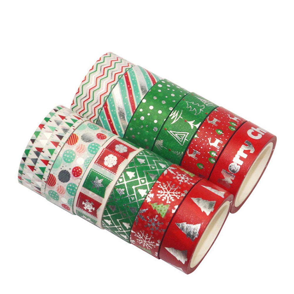 Amazon Co Jp Yorkereynom 和紙テープ マスキングテープ クリスマス 手帳 カラフル Diy 剥がしやすい 装飾 デコレーション 飾り ラッピングペーパー ギフト プレゼント 人気 可愛い 包装 多色 工芸品 芸術品 12枚セット Home Kitchen