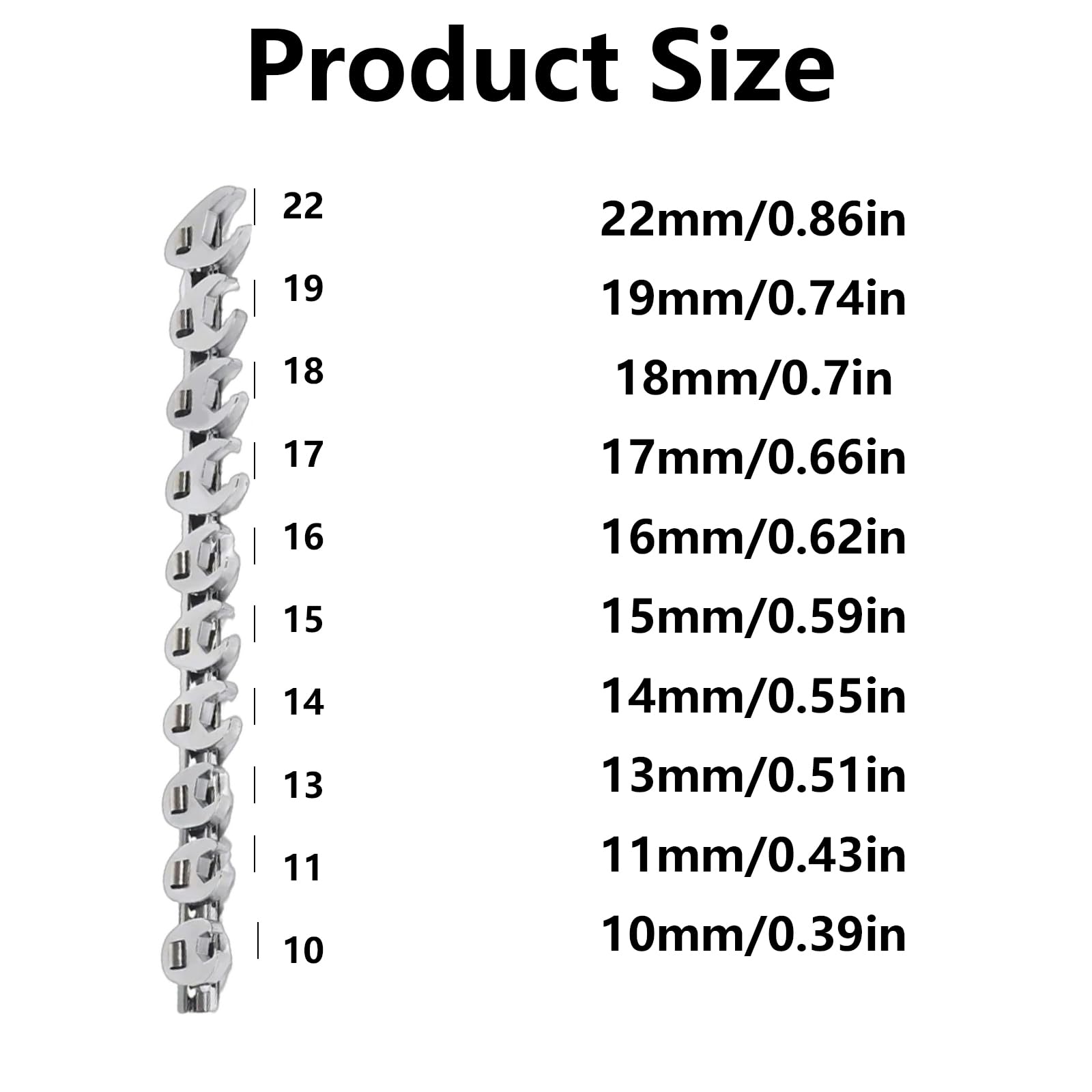 Zestaw kluczy płasko-oczkowych 3/8" 10 z narzędziem 10-22 mm do elementów złącznych dla mechaników