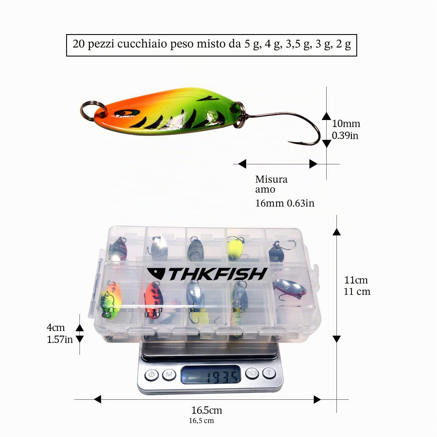 THKFISH 12 Pezzi/20 Pezzi/15 Pezzi Cucchiaino Esca da Pesca Esche Artificiali Spinning Pesca Cucchiaini Jig per Trota Lago