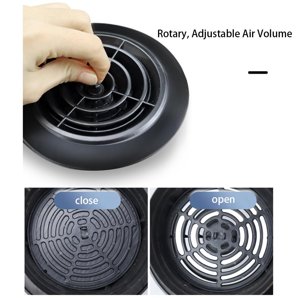 Griglia di ventilazione a parete regolabile rotonda in plastica ABS | ABS regolabile rotondo nero da 75-200 mm: ventilazione con canalizzazione a parete for bagno, cucina, ufficio(150mm)