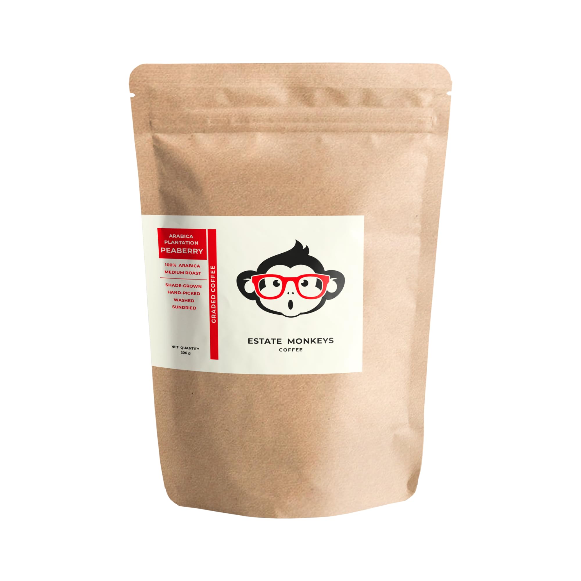 ESTATE MONKEYS Arabica Plantation Peaberry - Medium Roast 200 g | 100% Arabica Plantation Peaberry Coffee (Coffee Filter) (B096W8SRCQ) Amazon Price History, Amazon Price Tracker