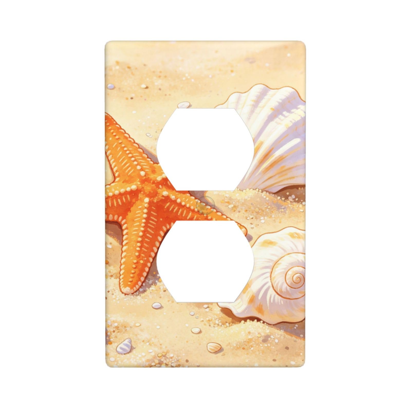Starfish Seashell Art Decorative Switch Plate Cover-Unbreakable Polycarbonate Wall Plate for Home Office, 1 Gang with Screws