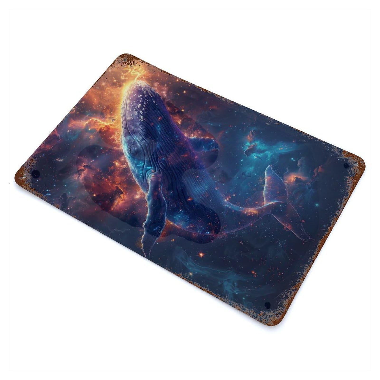 Cosmic Whale 11.8"x7.9" Retro Metal Sign, Industrial Home Decor for Office, Studio And Wall Decor