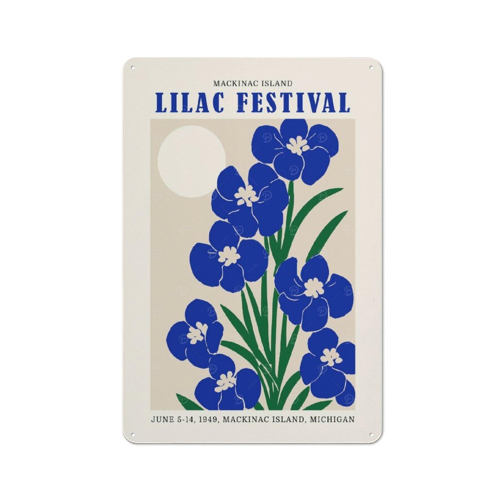 Junmoney Style-9 Loft Style Lilac Festival Parade Decorative Metal Plaque 30X20cm, Studio Wall Art For Workspace, Cafe, Hallway Or Garage