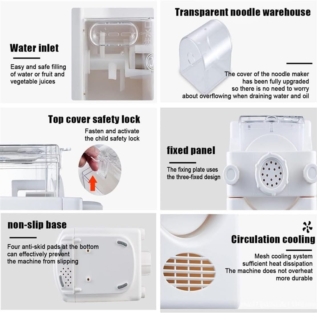 180W Electric Pasta Maker, Fully Automatic Noodle Machine, Commercial Dough Roller Machine with 9 Noodle Molds, for Noodles/Spaghetti/Lasagne/Ravioli