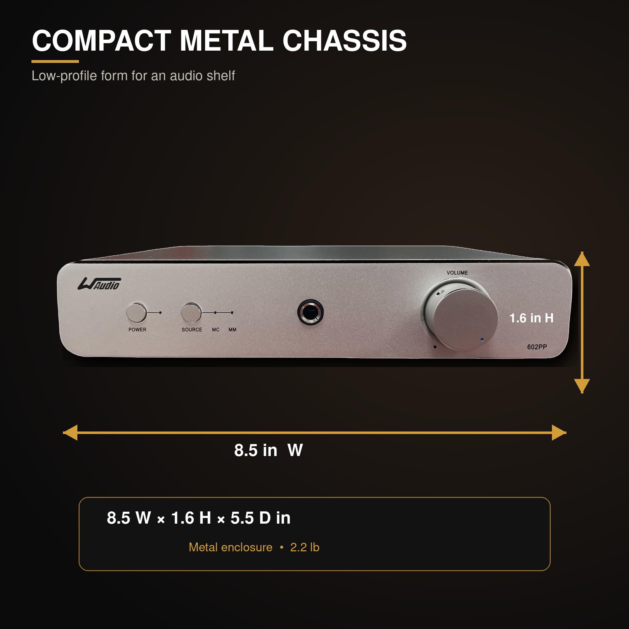 WAudio Preamplificador Phono de Alta fidelidad para Tocadiscos MM/MC (Plateado)
