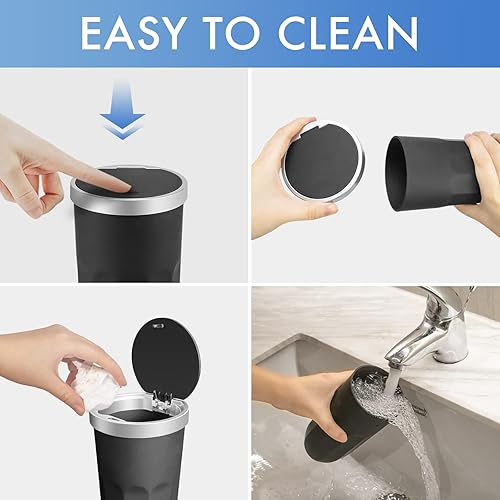 Miniatura 2 de Bote de basura para automóvil, 2 unidades, mini bote de basura para automóvil con tapa a presión para abrir, estético, a prueba de fugas, accesorios