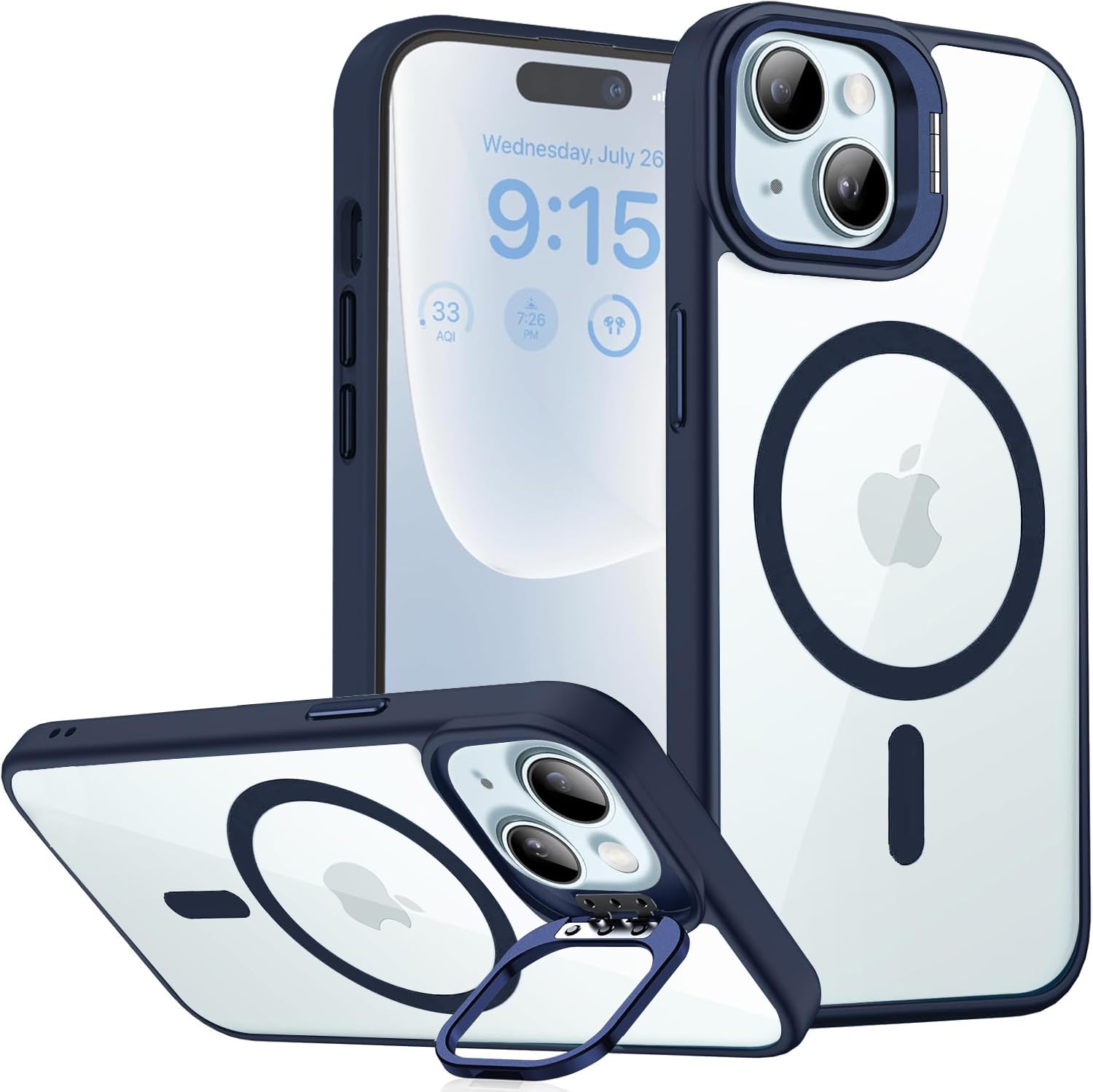 VONZEE iPhone 15 Plus Clear Case with Camera Stand -15
