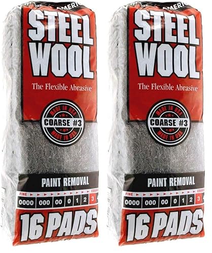 Homax Rhodes American Paint Removal Steel Wool, Coarse Grade #3, 16 Pads (Pack of 2)