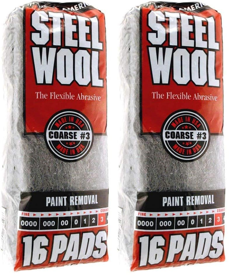 Image of Homax Rhodes American Paint Removal Steel Wool, Coarse Grade #3, 16 Pads (Pack of 2)