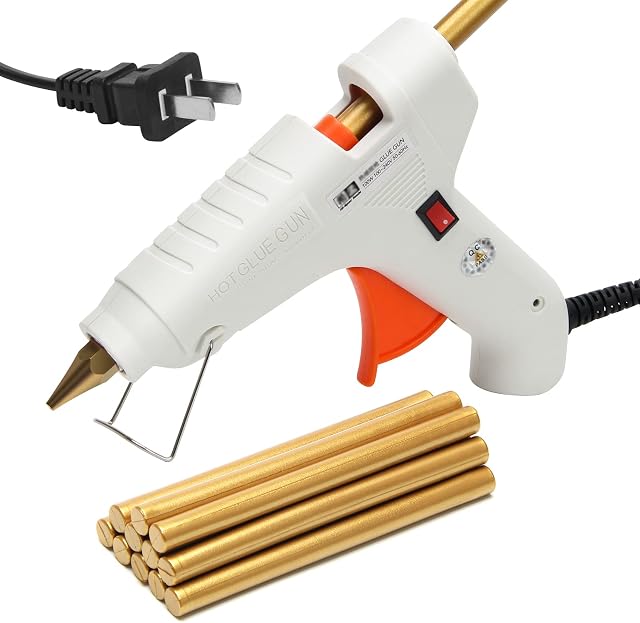Luxiv Sealing Wax Bâtons 12P avec Glue Gun, 5.4" Sticks de cire d'étanchéité 10Mm Feu Manuscrit Glue Gun sceau de cire pour invitations de mariage, enveloppes scellant, Pac 5.4 X 0.4In or