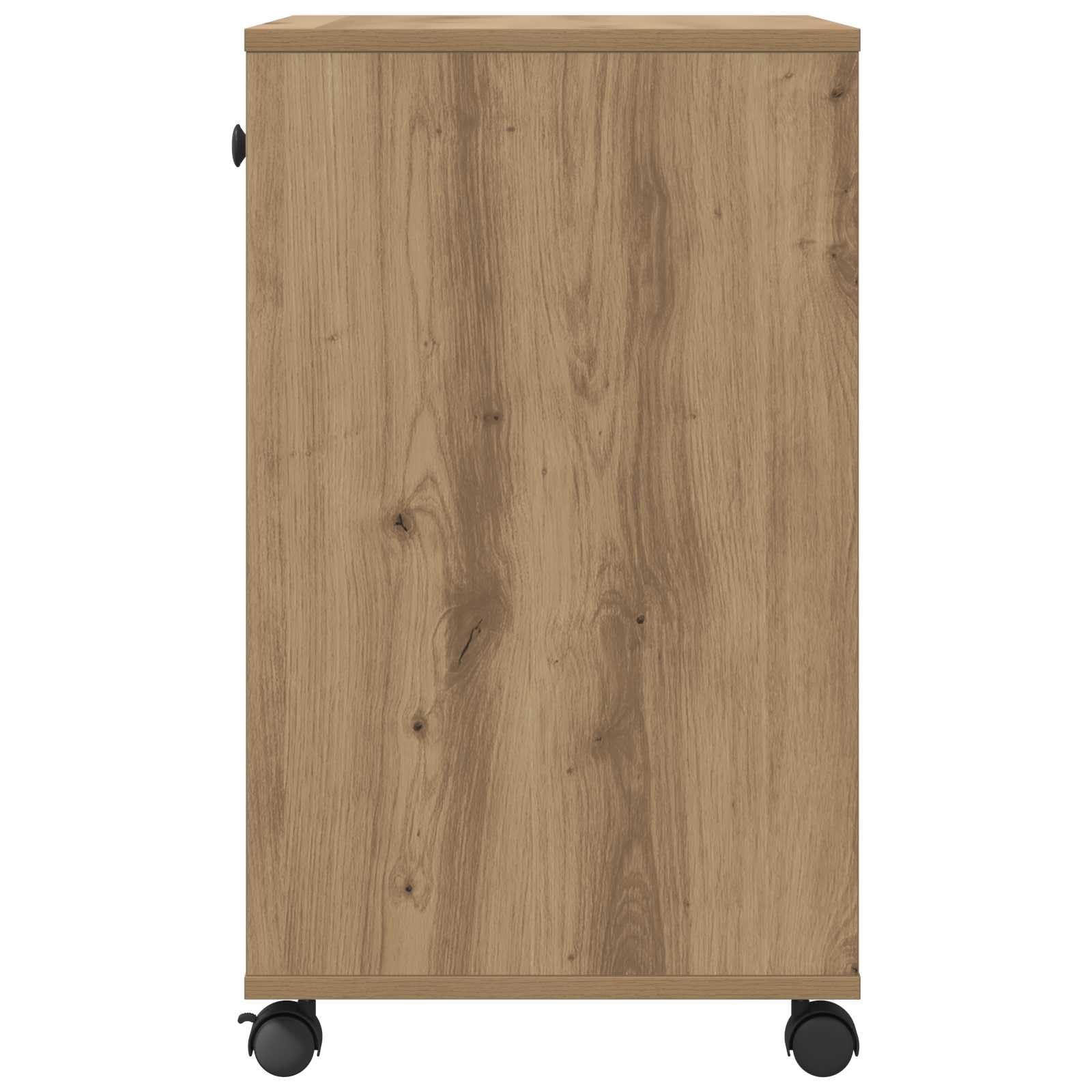 Druckerständer mit Rollen aus Holzwerkstoff, Eiche-Optik, 60 x 40 x 68,5 cm, mit Schubladen für Büroorganisation, rollbares Design für Flexible Nutzung