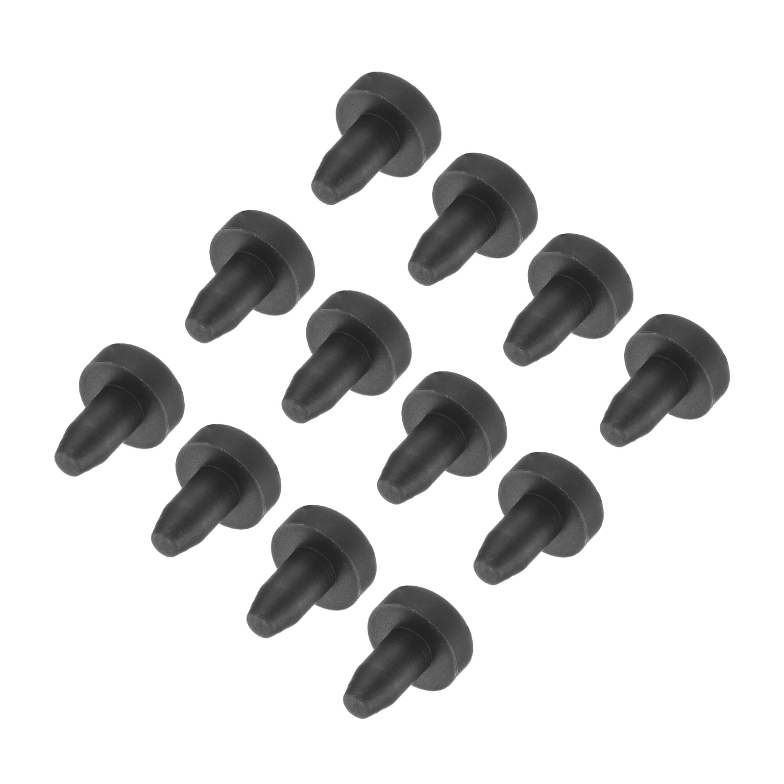 uxcell High Temp Silicone Plug Mount Dia 2.7mm/0.11 Inch t Shaped Rubber Stopper Hole Plugs for Powder Coating Plating Waterproof Plugs Sealing Plugs Black Pack of 12(OD 5.5mm)