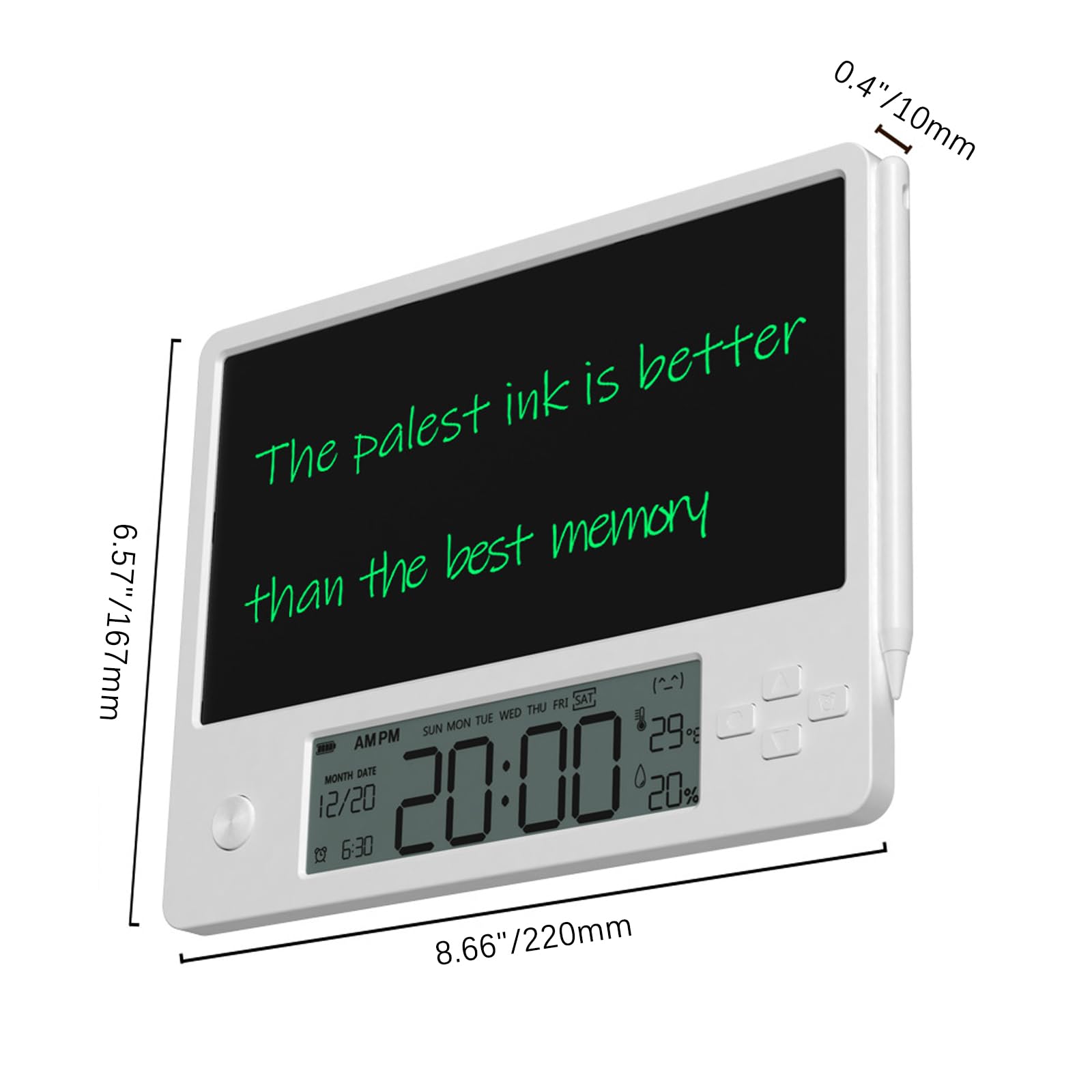 Maizoon Calendario Electrónico con LCD Gran Tableta de Escritura Modelo de Carga Reloj Digital Visualización de Fecha Wordpad Multifuncional Ideal para Estudiante Hogar Oficina Trabajo