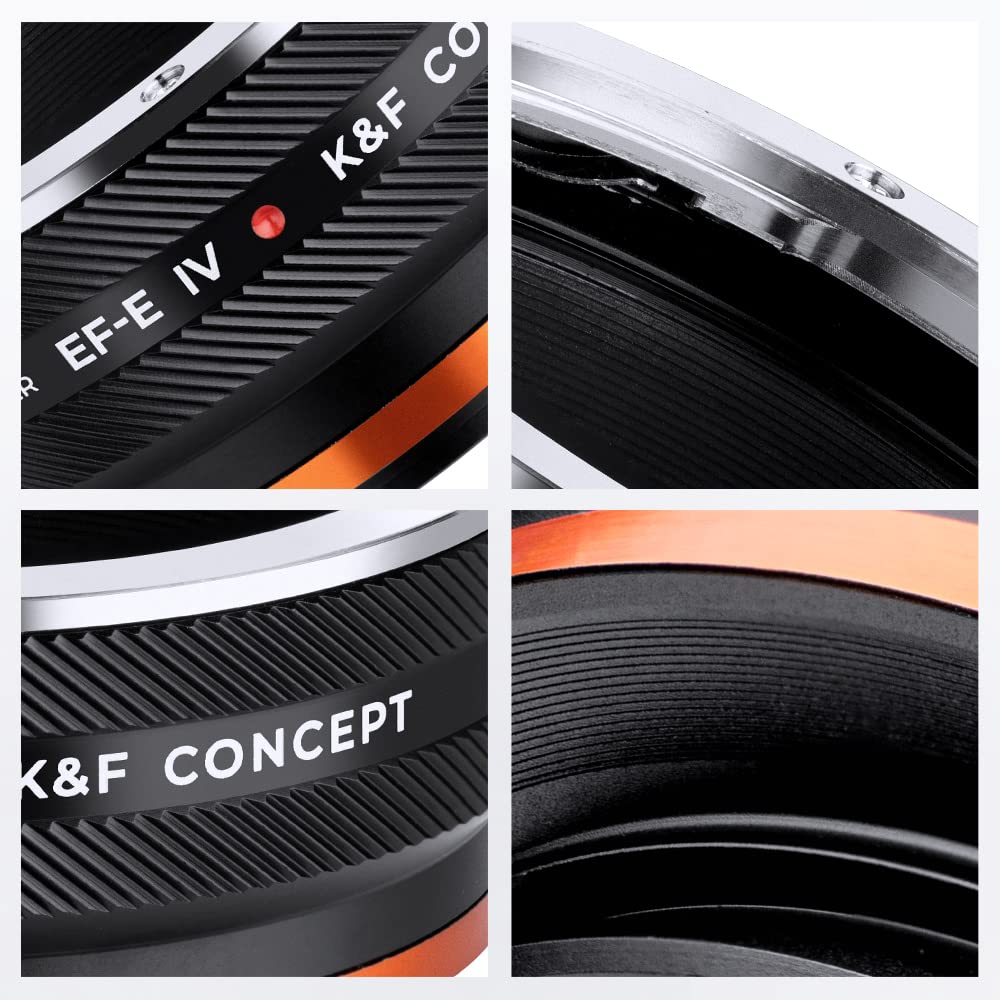 K&F CONCEPT EOS-NEX Adaptador de Objetivo Manual,Adaptador Lente Compatible con Objetivos Canon EOS (EF/EF-S Mount) a Cámara Sony NEX (E Mount) Alpha NEX-3 NEX-3C NEX-5 (NO SE ENFOCA AUTOMÁTICAMENTE)