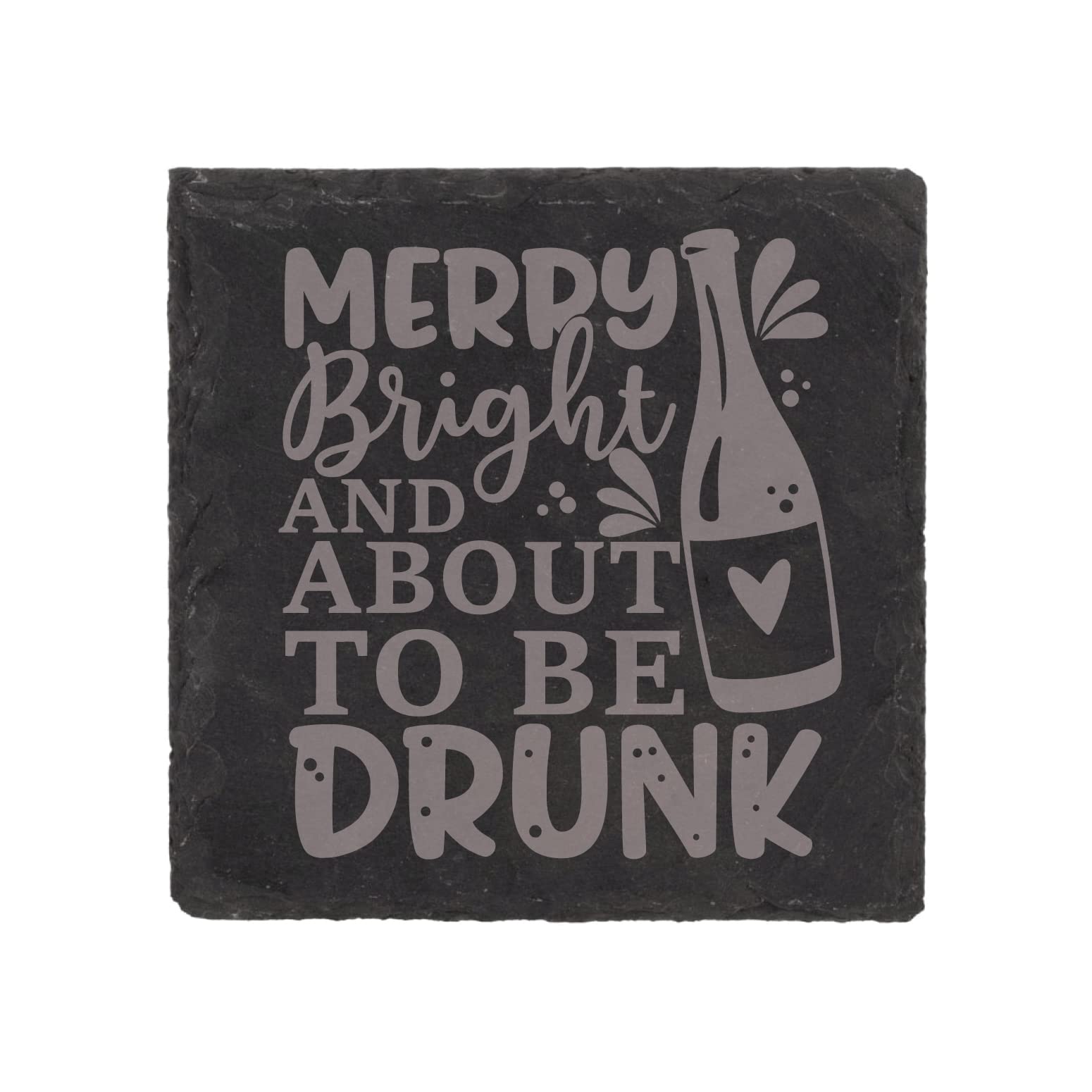 Dessous de verre en ardoise Merry Bright Drunk décoration de table de fête originale