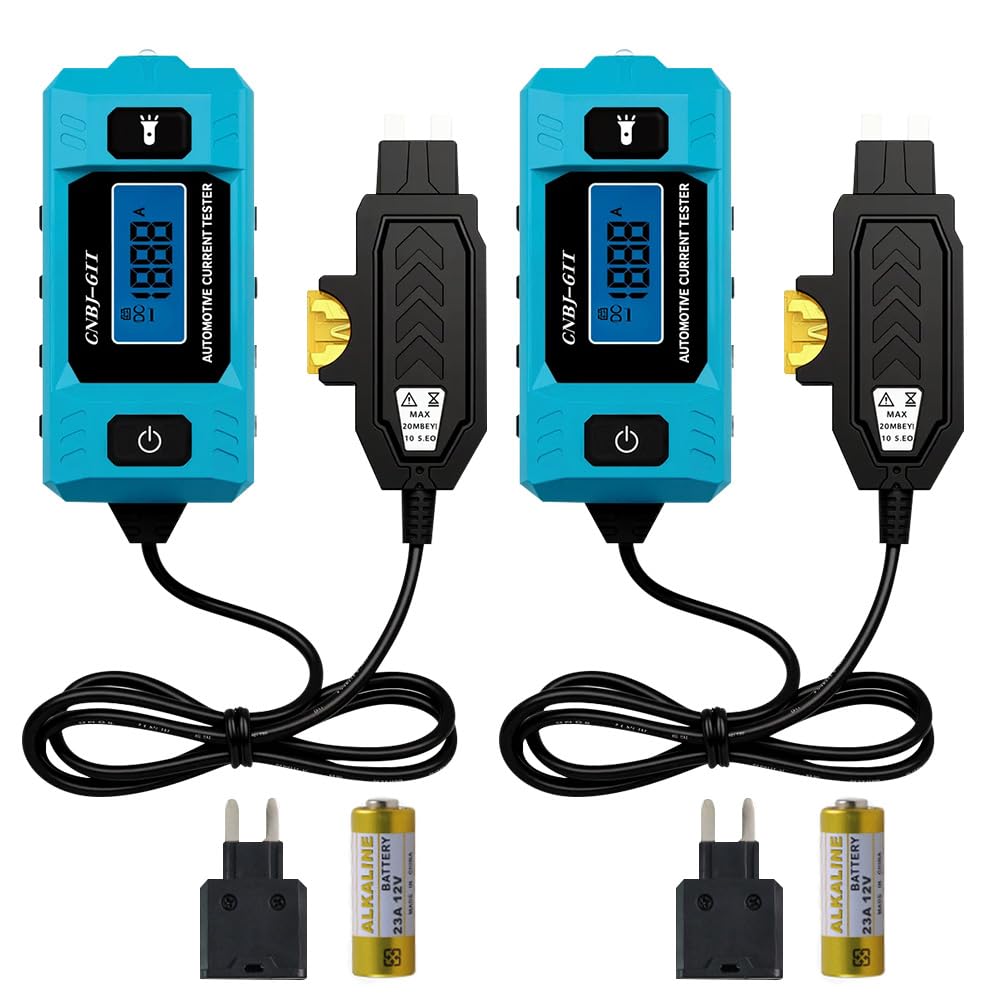 Automotive Circuit Fault Probe Tester, 2026 New Automotive Fuse Current Tester, High-Precision 20A 48V Car Relay Fuse Blade Checker with Backlit LCD Display and Front Light (2 Pcs)