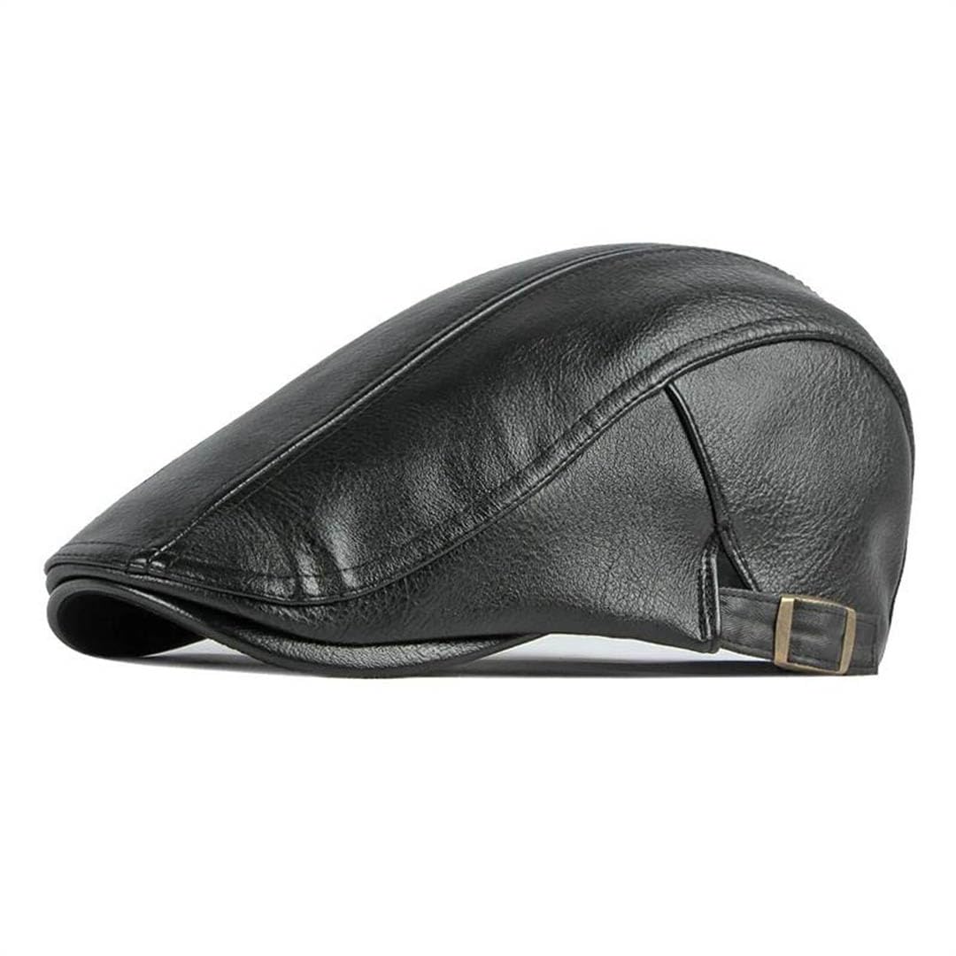 Męska czapka gazeciarza ze sztucznej skóry beret kapelusz retro czapka w jodełkę solidne płaskie czapki daszek regulowany