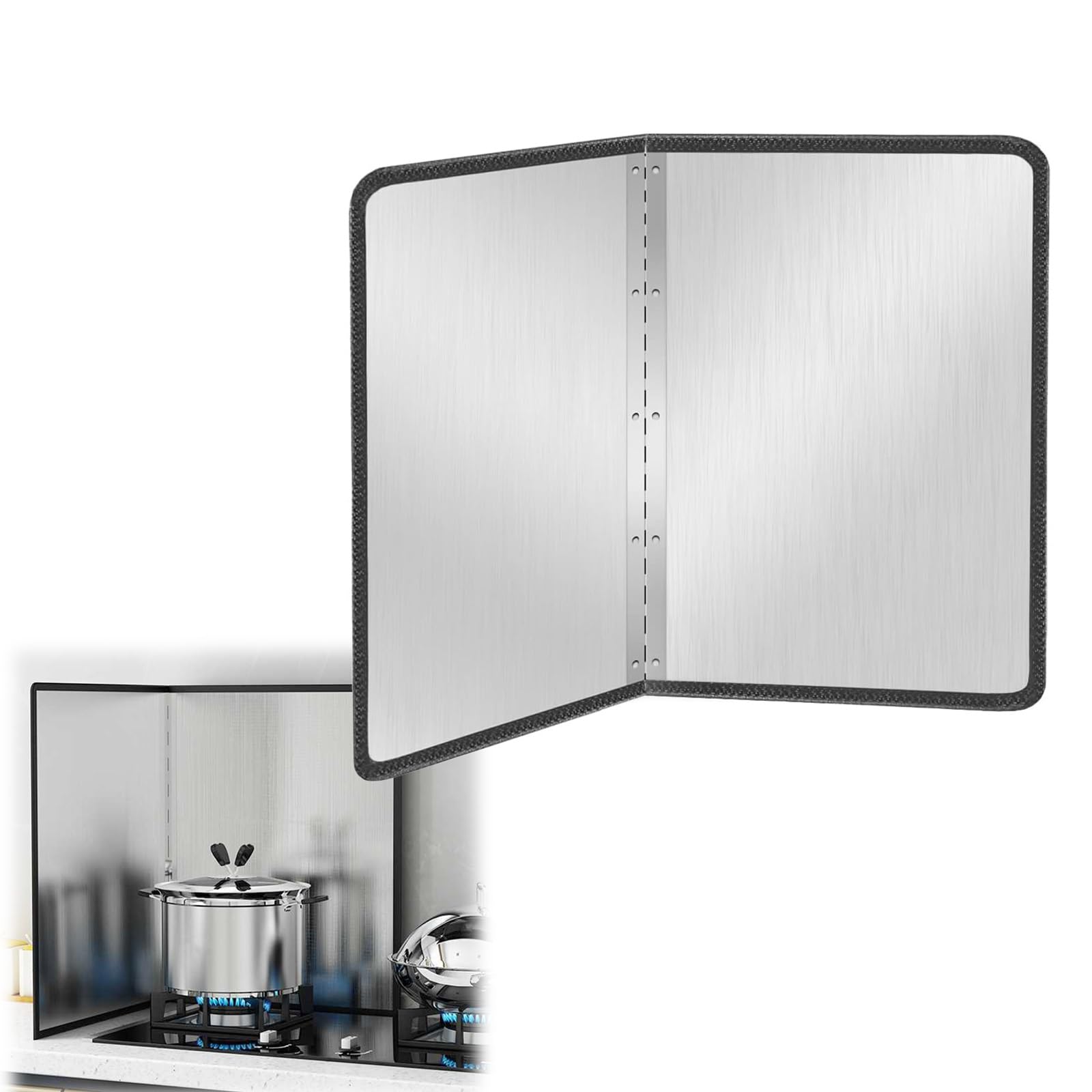 Generisch 2er-Pack Faltbarer Spritzschutz aus Edelstahl – Küchenspritzschutz zum Kochen, Schutz vor Ölspritzern, doppelseitiger Herdschutz, 45 x 50 cm