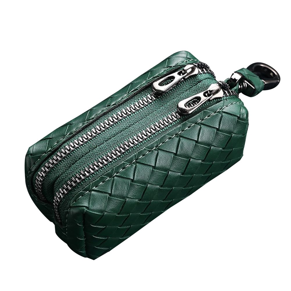 Car Key Case, Pocket PU Leather Key Fob Cover Case, Car Smart Key Chain Keychain Holder with Metal Hook & Keyring