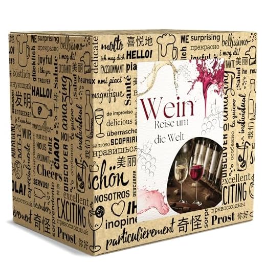 Geschenk Wein Weltreise 6x0,25l als Probierset für Weintrinker Erstklassige Rotweine und Weißweine zum probieren zum Geburtstag Weinbox