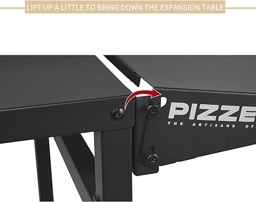 Miniatura 7 de PIZZELLO Carrito de parrilla al aire libre, mesa de parrilla de doble estante, plegable, movible, para preparación de alimentos, carritos de pizza,