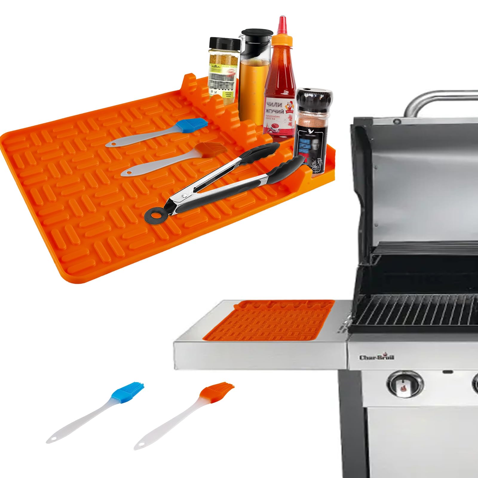 Silicone Griddle Tools Mat for Blackstone, Grill Pad for Outdoor Grill Kitchen Counter, Food Grade Griddle Mat, BBQ Grill Mats, Baking Mats, Grill Prep Trays, Hot Pads, 15.4
