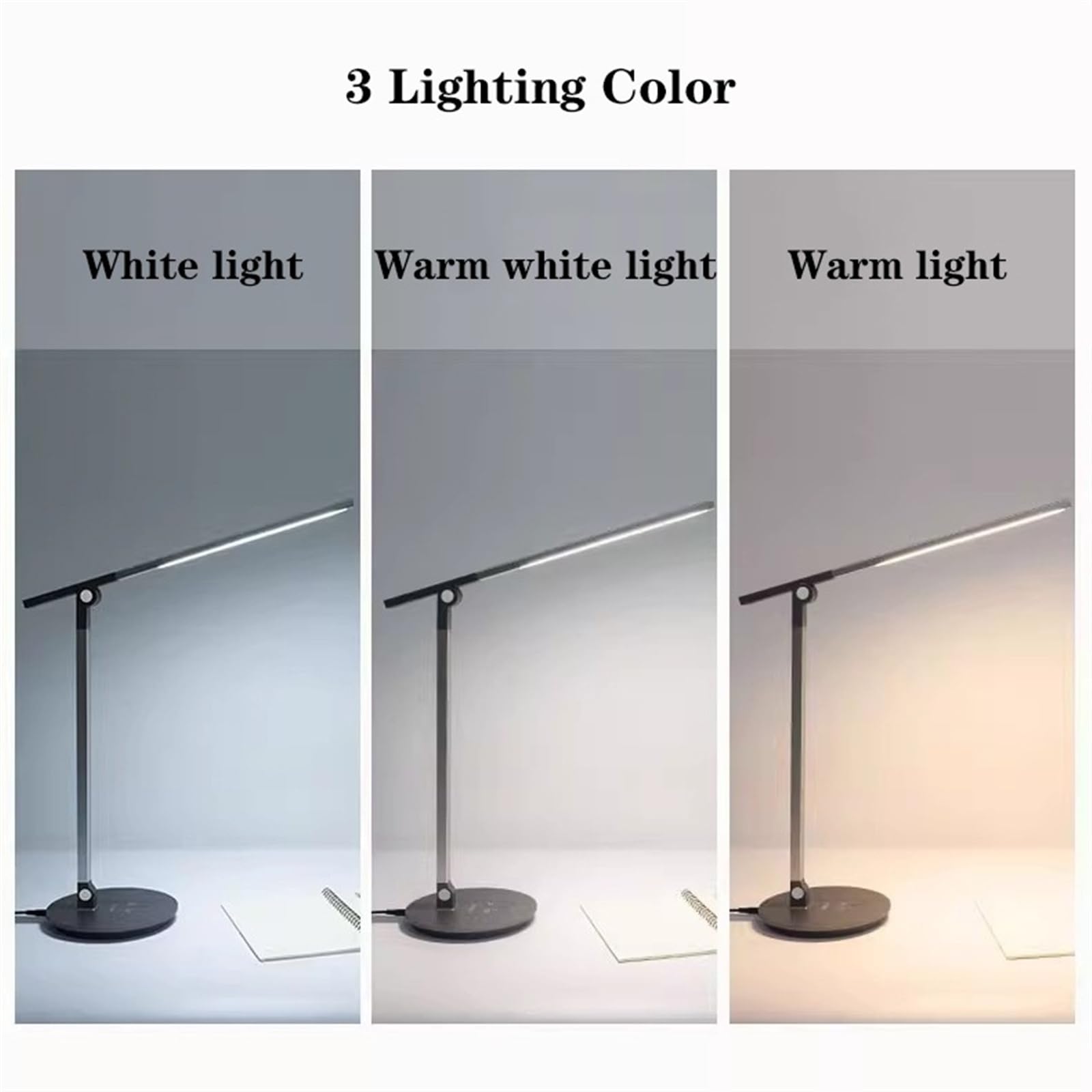 desk lamp Lampa biurkowa Lampa biurkowa LED, lampa stołowa do ochrony oczu z 15 trybami oświetlenia, funkcja dotykowa/pamięć, ściemniana lampka do czytania Lampa zadaniowa do domowego biura (szara)