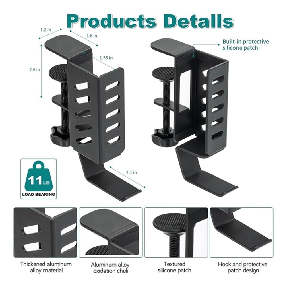 Soporte Vertical for portátil de Escritorio, de Metal, sin taladros, con Ganchos(Negro)