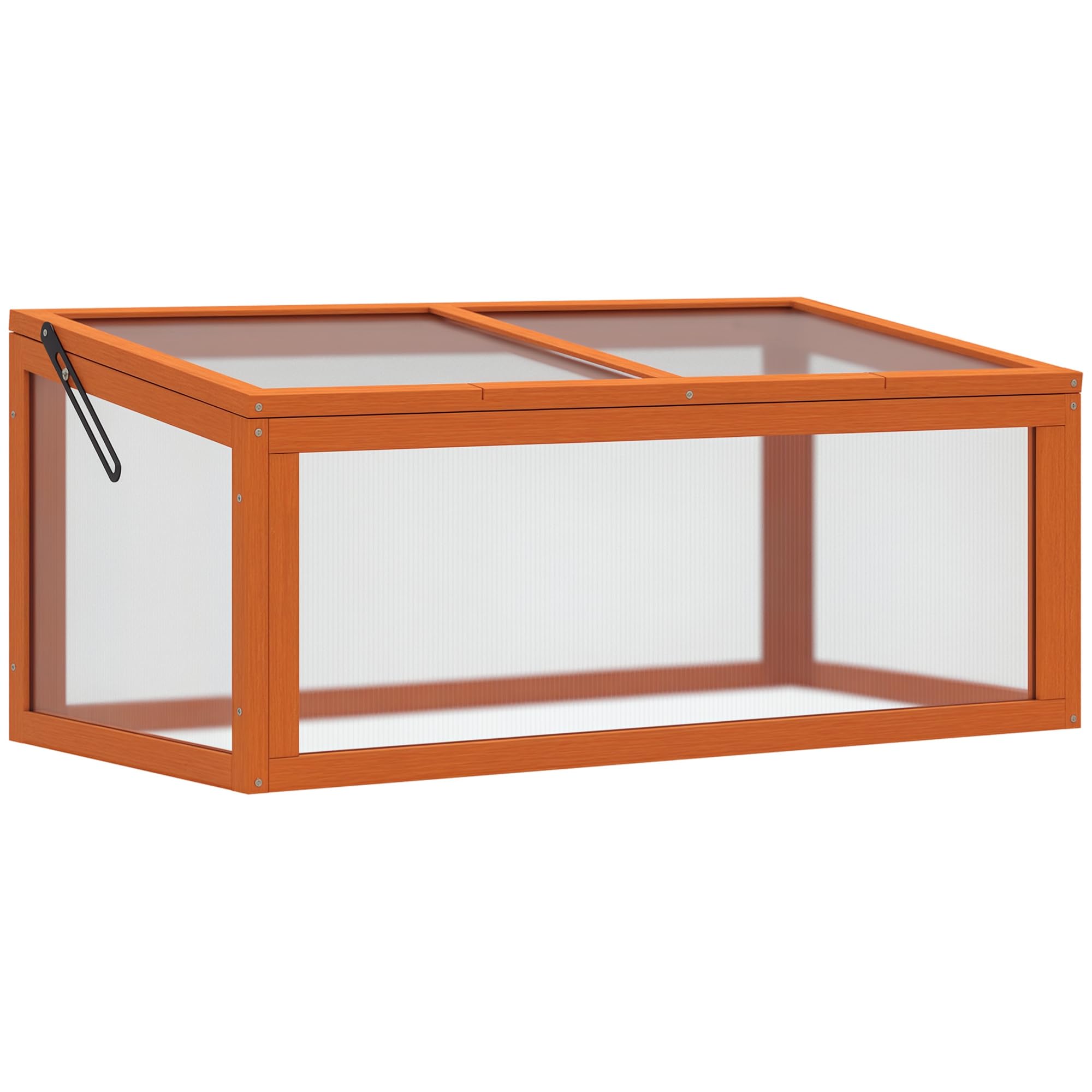 Outsunny Jardinière prématurée avec couvercle en bois et polycarbonate résistant aux intempéries Orange 90 x 46 x 40 cm