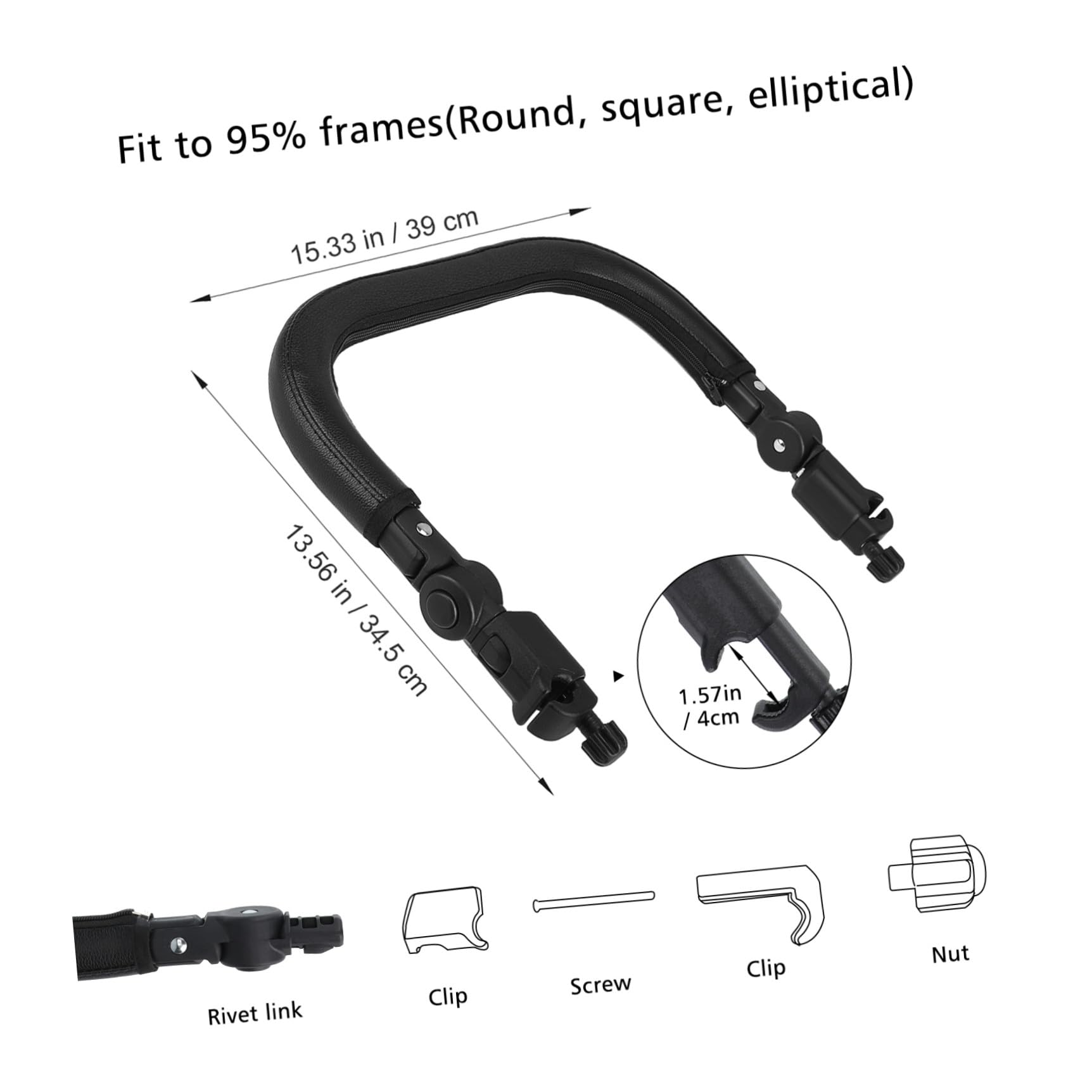 Toyvian Barra Paraurti Universale Per Passeggino Maniglia Bracciolo Sostituzione Barra Trasversale Pelle Pu Nera Paraurti Bracciolo Passeggino Maniglia Staccabile Del