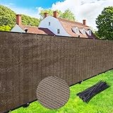UPGRADE Privacy Screen Fence 6' x 50' Commercial 170GSM 90% Visibility Blockage Fence Panel with Brass Grommets Heavy Duty Perfect for Outdoor Backyard-Mocha