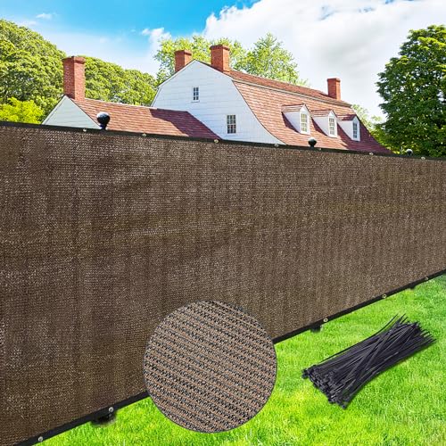 UPGRADE Privacy Screen Fence 6' x 50' Commercial Shade Cover with Brass Grommets Heavy Duty Perfect for Outdoor Back Yard-Mocha, Customizable