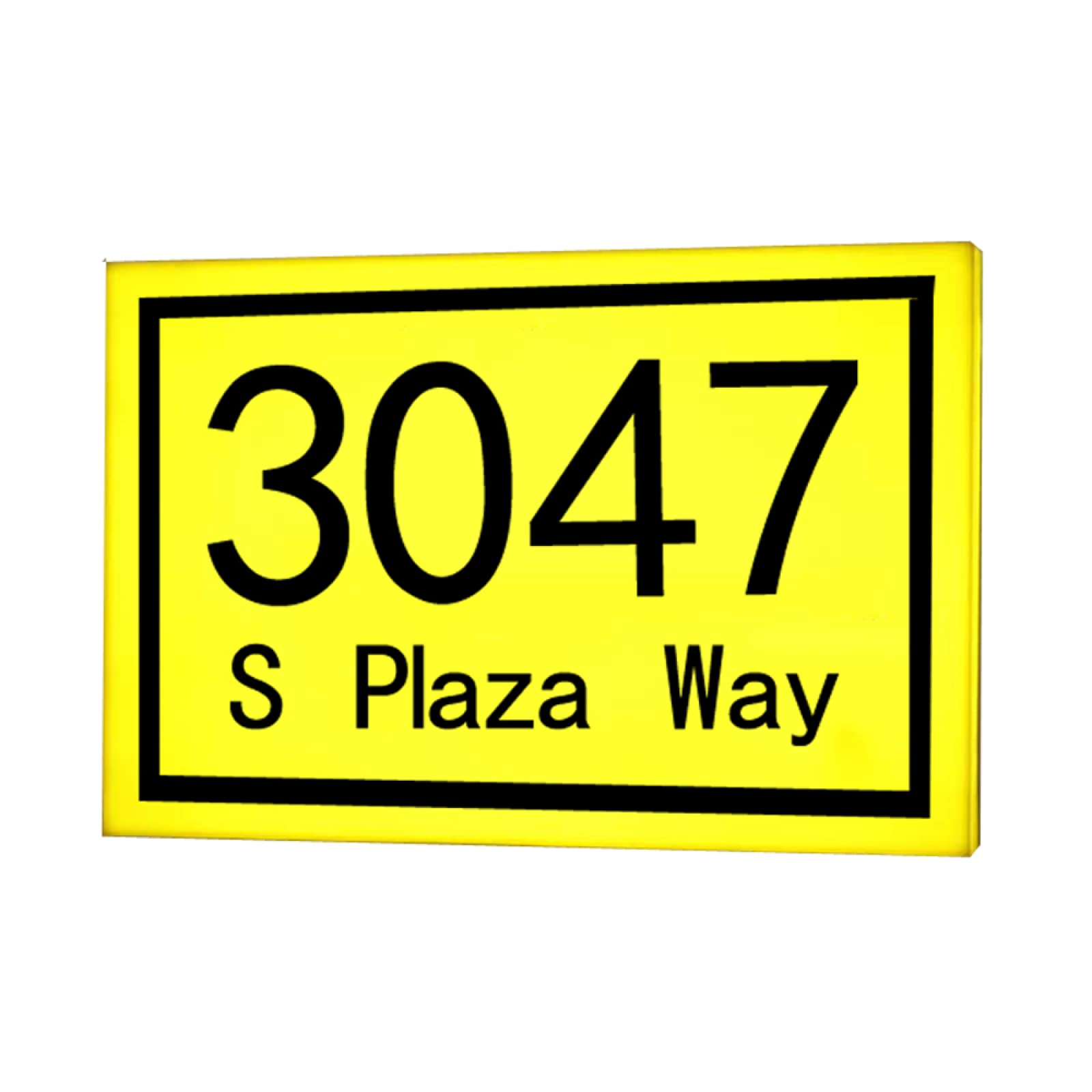 Beleuchtete Hausnummern,Frontlit LED Floating Address Sign,LED beleuchtete Hausschilder,Acryl Modern House Plaque For Outside, Weiß & Schwarz,Gelbes Licht,45 * 34