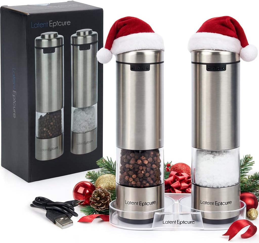 Rechargeable Electric Salt & Pepper Grinder Set with LED Light Rechargeable Electric Salt & Pepper Grinder Set with LED Light