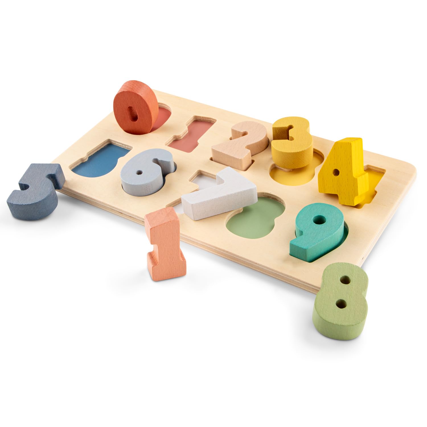 Woet Wooden Number Puzzle, Colorful 0-9 Learn to Count Toy for Toddlers 24 Months+, FSC Montessori Preschool Learning Board - Image 3