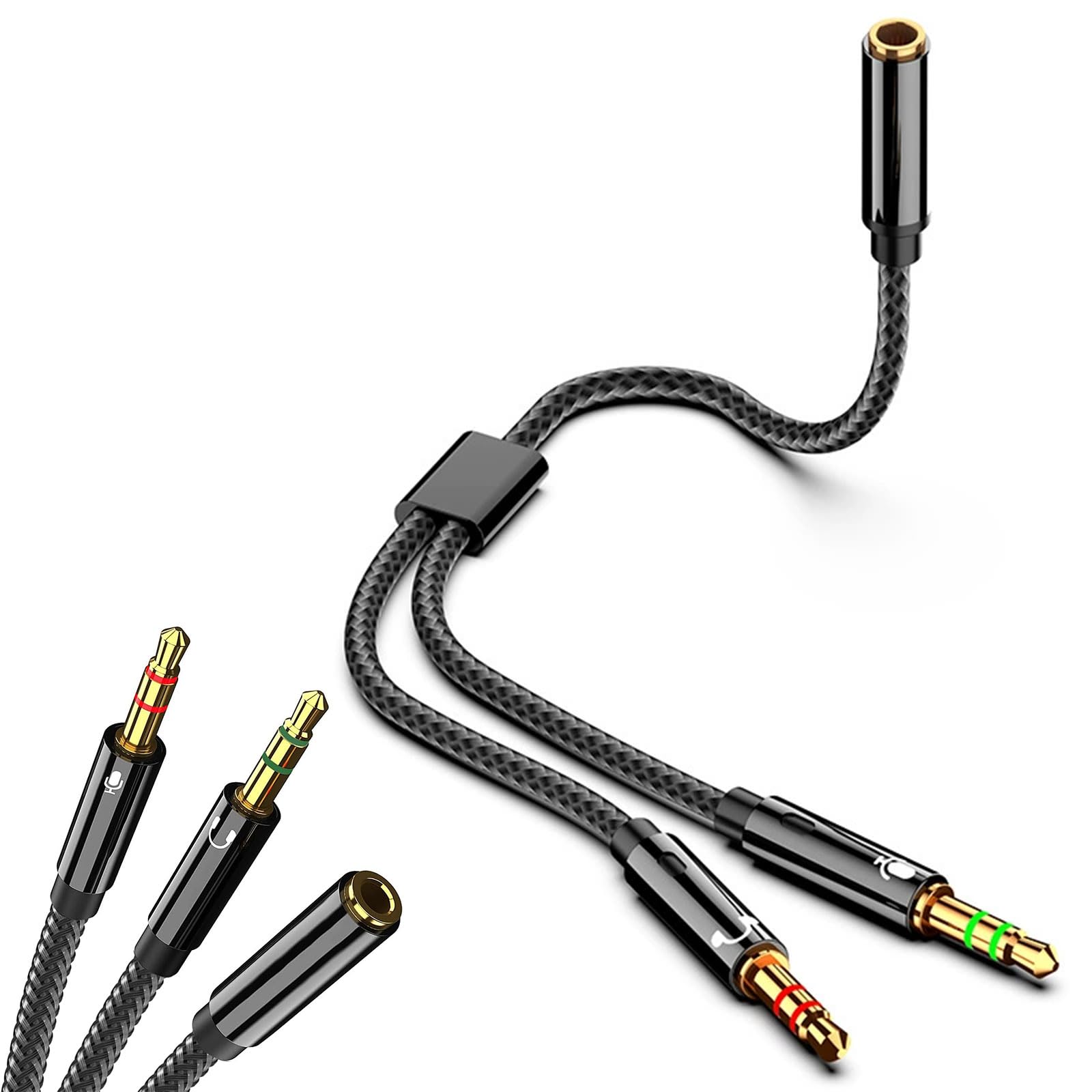 Adattatore Sdoppiatore Cuffie E Microfono JeoPoom - Jack 3.5mm Maschio A 2 Femmine Per PC E Notebook - Foto 1