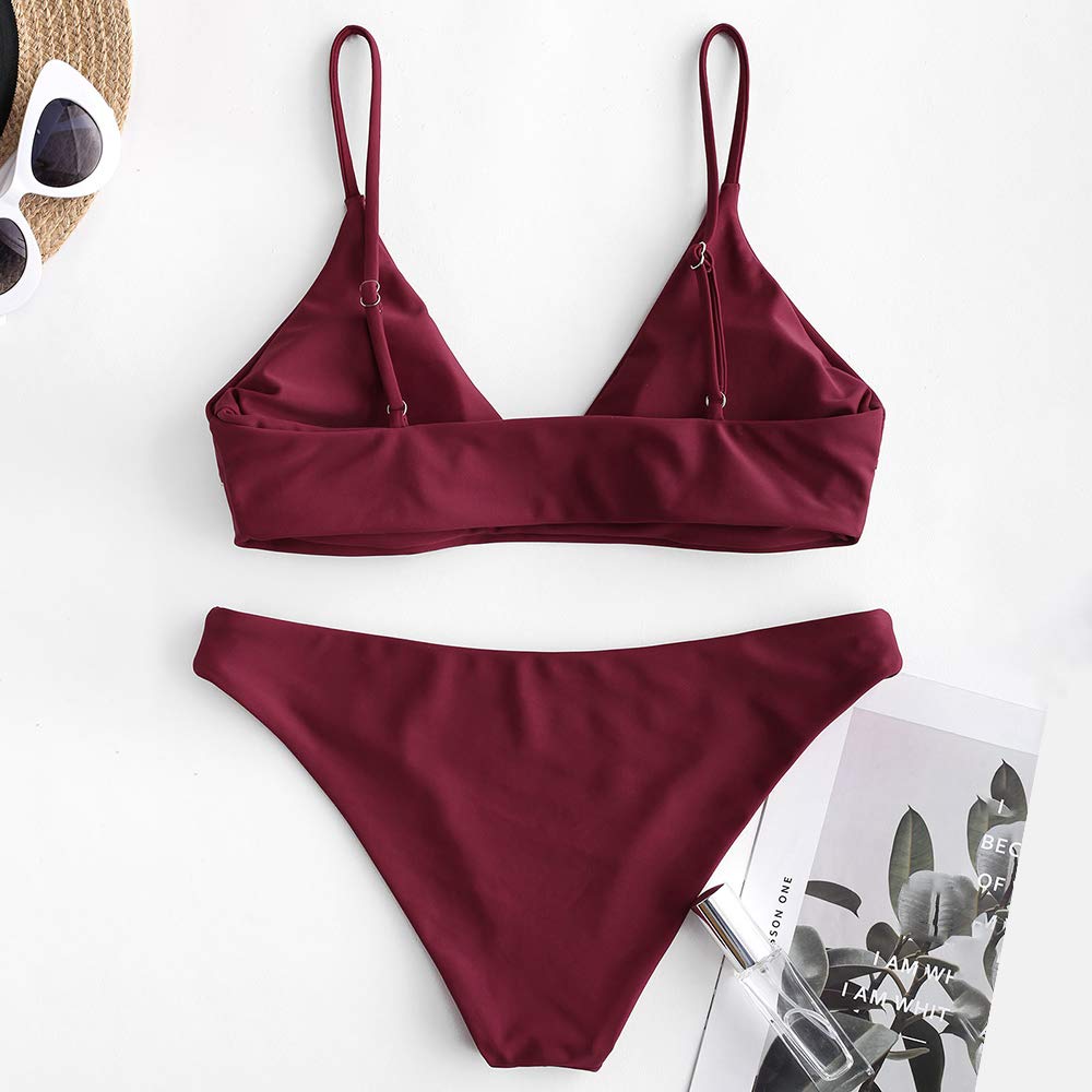 ZAFUL Bikini da Donna in 2 Pezzi Costume da Bagno Foglia Tropicale Bralette Imbottita