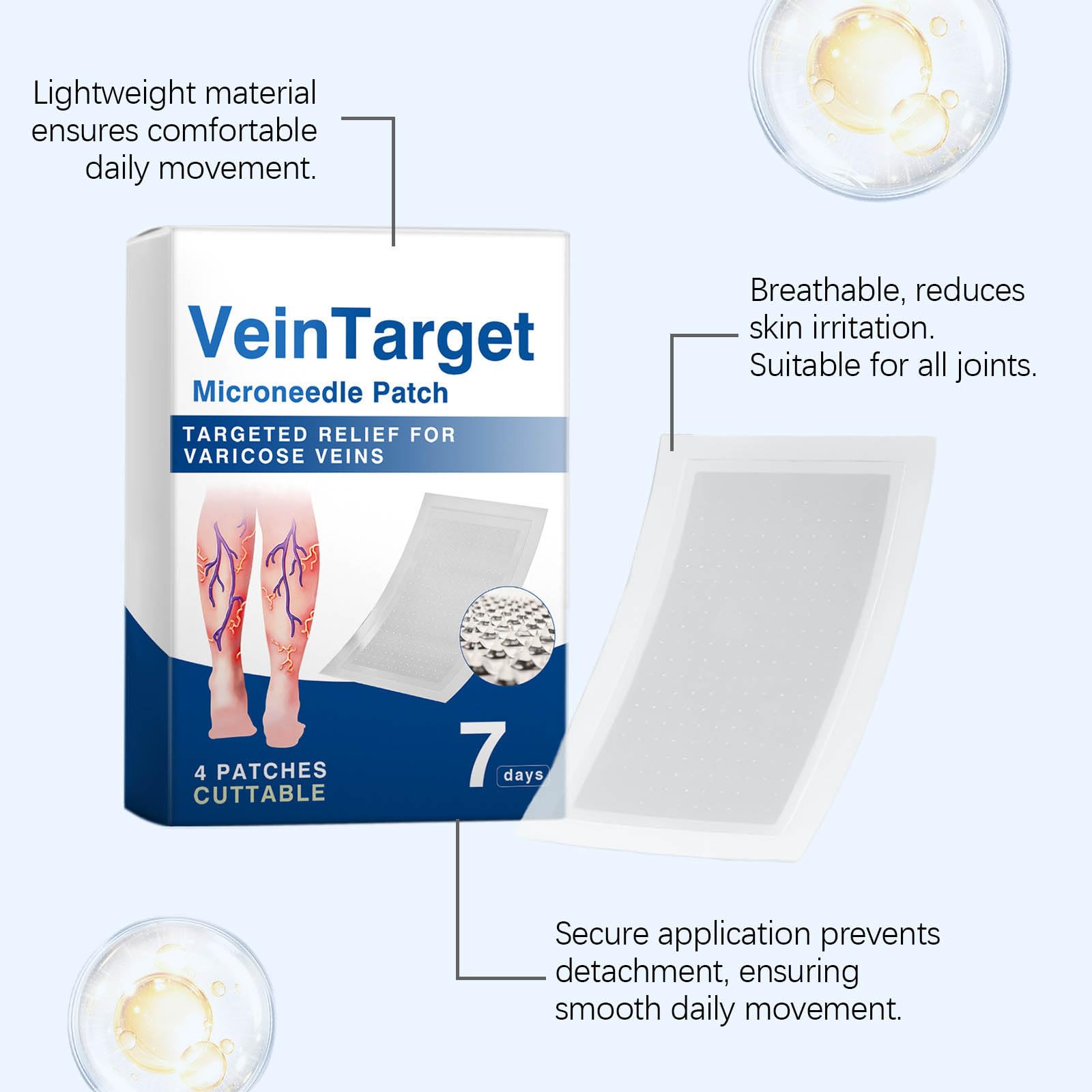 Parche Venas Contra Varicosas, Parches cuidado de piernas, Aliviar Edema, Fortalecer los Vasos Sanguíneos, EliminacióN De ArañAs Vasculares,Mejora La CirculacióN SanguíNe (3 pcs)