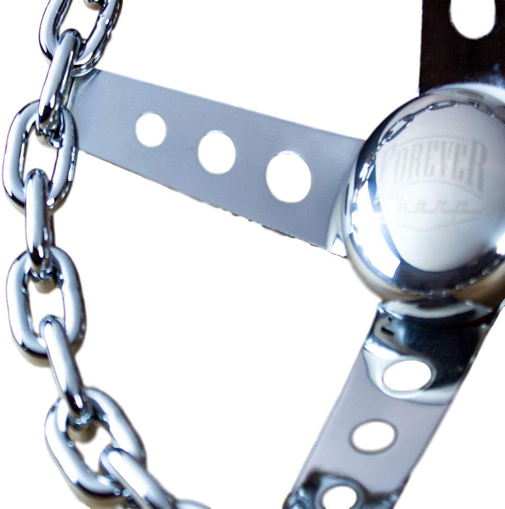 11" Chrome Chain Steering Wheel 3-Spoke with Engraved Horn Button-3 Hole