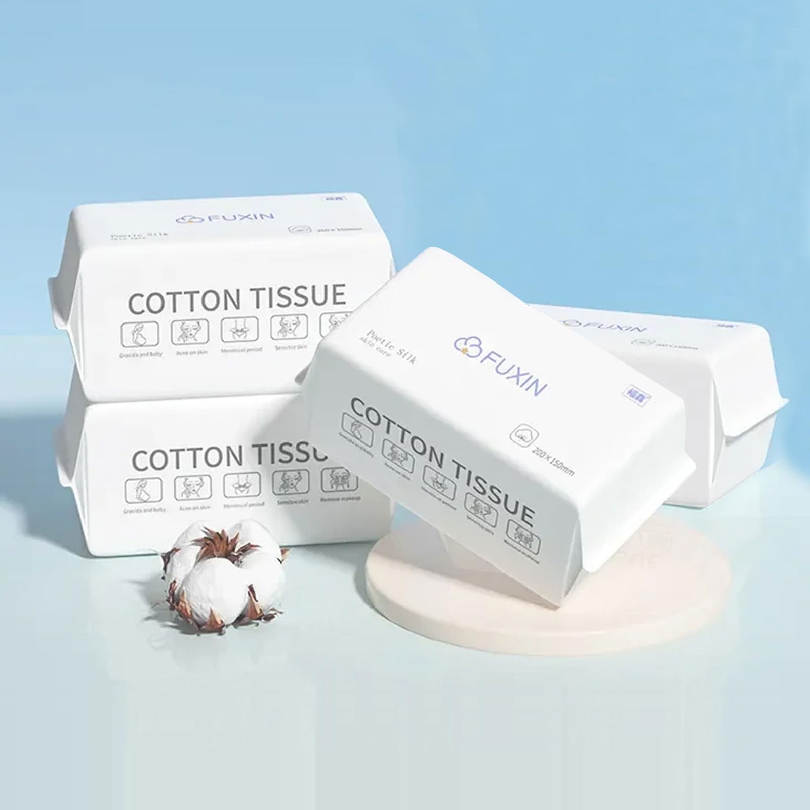 4Packs Disposable Face Towel Soft Washcloths Facial Cleansing Cotton Tissue Wet Dry Wipes Makeup Remover for Skincare Non Scum Water Absorption Naturally Degraded Plant Fiber Texture Deep Cleaning Hyg