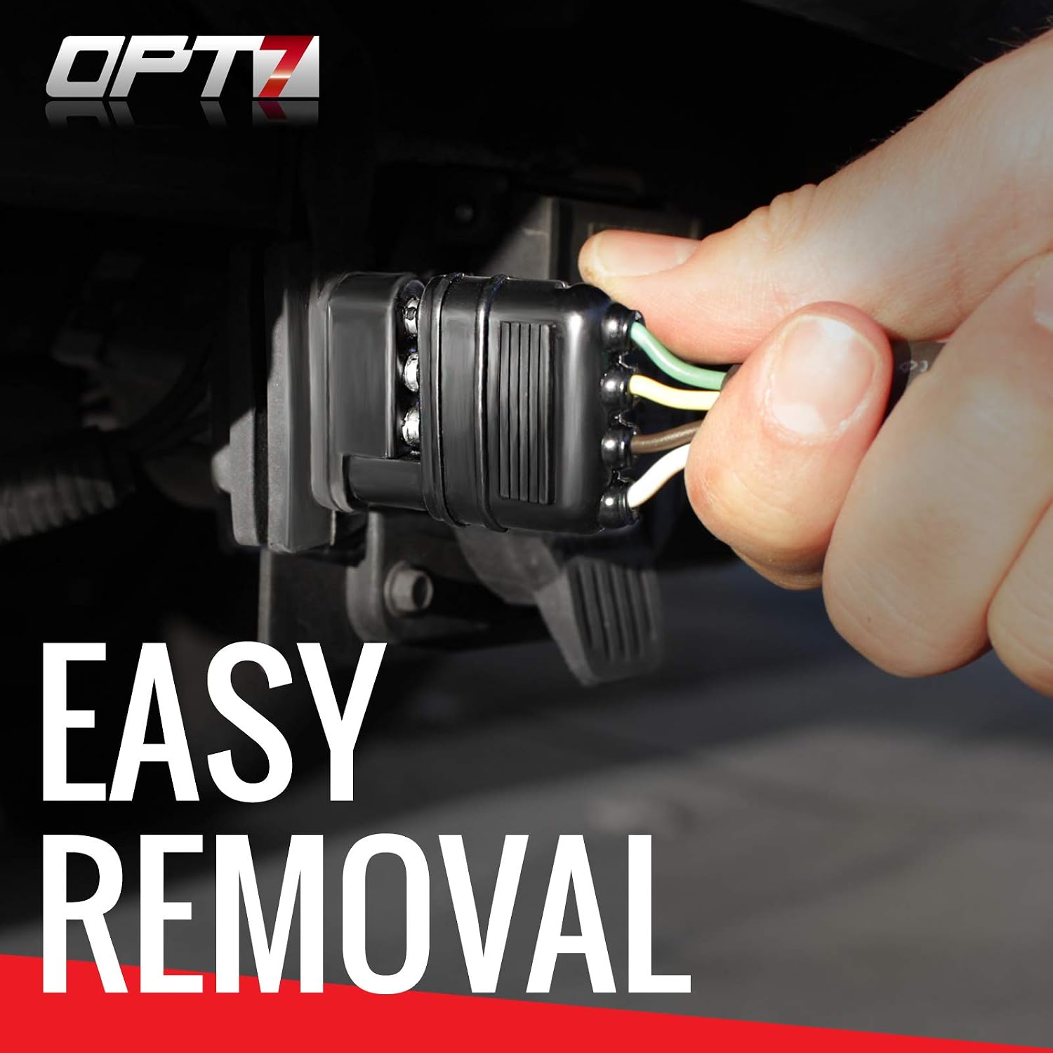 OPT7 Weatherproof 4-Pin Tow Y Splitter Connector Adapter for Truck Tailgate - Perfect for Trailers, Accessory Lighting, Towing, Safety Lighting